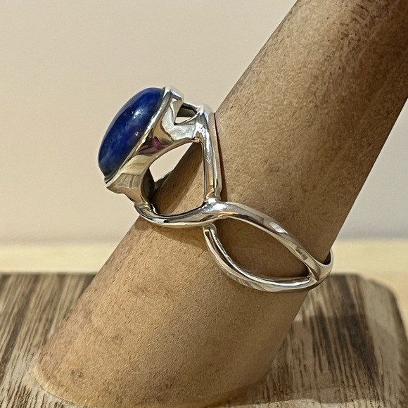 925 STERLING SILVER LAPIS LAZULI GEMSTONE RING SIZE 9 - Picture 2 of 9